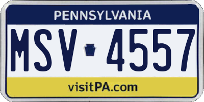 PA license plate MSV4557
