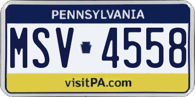 PA license plate MSV4558