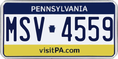 PA license plate MSV4559