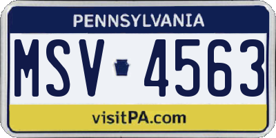 PA license plate MSV4563