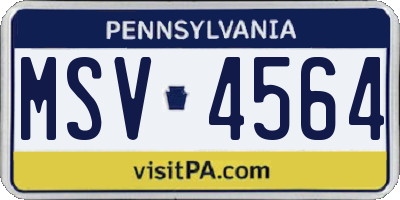 PA license plate MSV4564