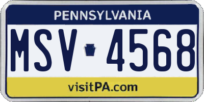 PA license plate MSV4568