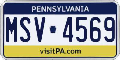 PA license plate MSV4569