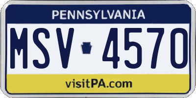 PA license plate MSV4570