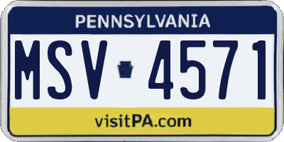 PA license plate MSV4571