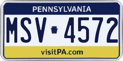 PA license plate MSV4572