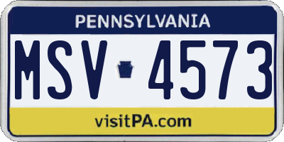 PA license plate MSV4573