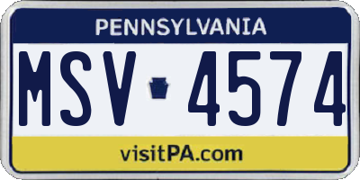 PA license plate MSV4574