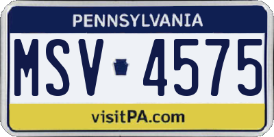 PA license plate MSV4575