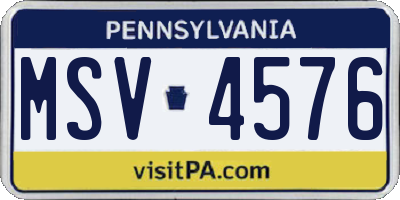 PA license plate MSV4576