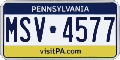 PA license plate MSV4577