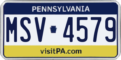 PA license plate MSV4579
