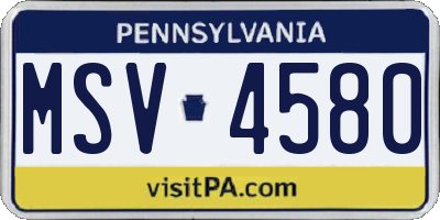 PA license plate MSV4580