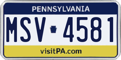 PA license plate MSV4581