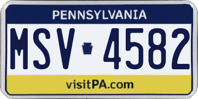 PA license plate MSV4582