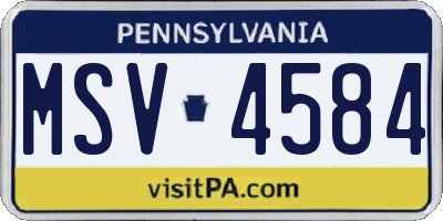 PA license plate MSV4584