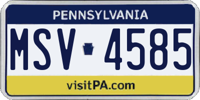 PA license plate MSV4585