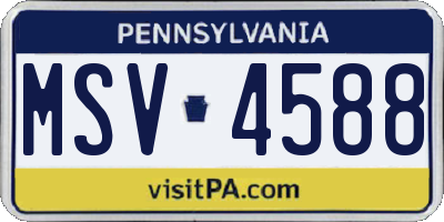 PA license plate MSV4588