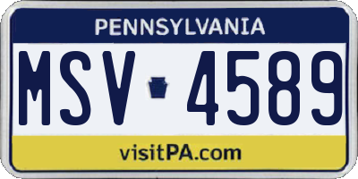 PA license plate MSV4589