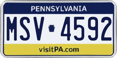 PA license plate MSV4592