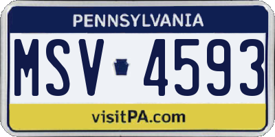 PA license plate MSV4593