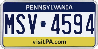 PA license plate MSV4594