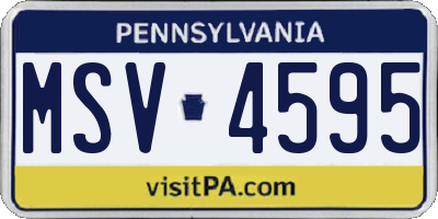 PA license plate MSV4595