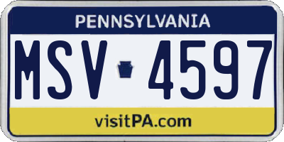 PA license plate MSV4597