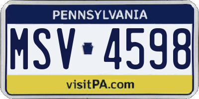 PA license plate MSV4598