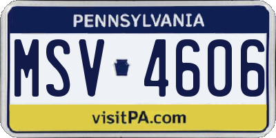 PA license plate MSV4606