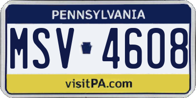PA license plate MSV4608