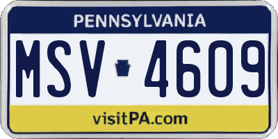 PA license plate MSV4609