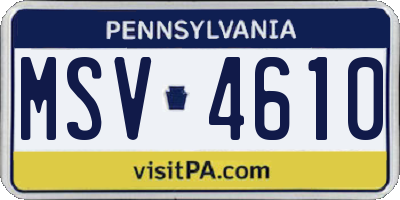 PA license plate MSV4610
