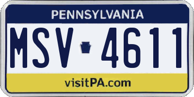 PA license plate MSV4611