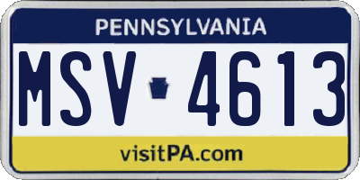 PA license plate MSV4613