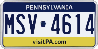 PA license plate MSV4614