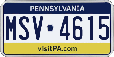 PA license plate MSV4615