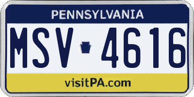PA license plate MSV4616
