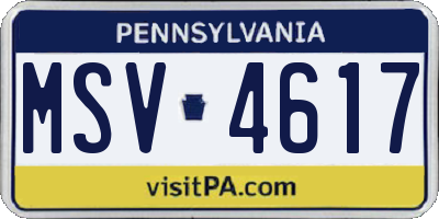 PA license plate MSV4617