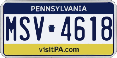 PA license plate MSV4618