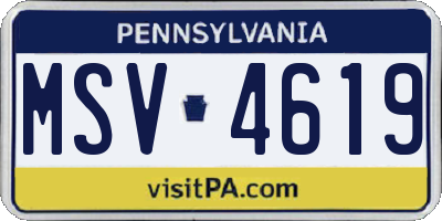 PA license plate MSV4619