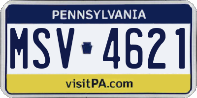 PA license plate MSV4621