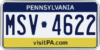 PA license plate MSV4622