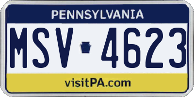 PA license plate MSV4623