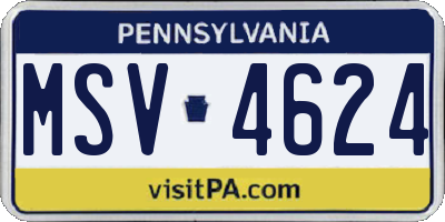 PA license plate MSV4624