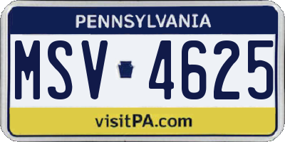 PA license plate MSV4625