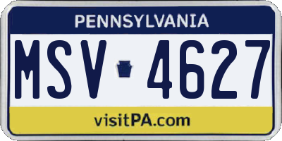 PA license plate MSV4627