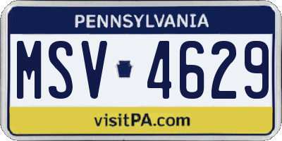 PA license plate MSV4629