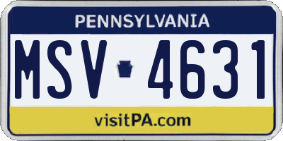 PA license plate MSV4631
