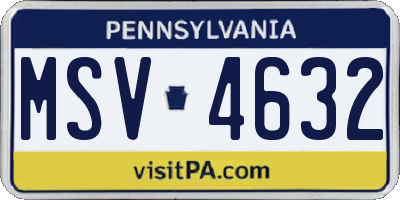 PA license plate MSV4632